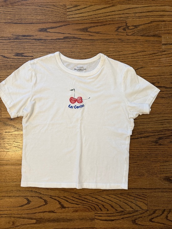 Abercrombie & Fitch Tops - Abercrombie & Fitch White Cherry Graphic Short Sleeve Tee